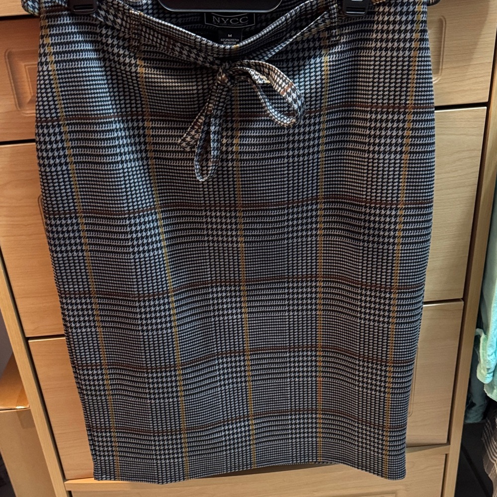 NYC Women's Checkered Pencil Skirt - Black, Brown, White